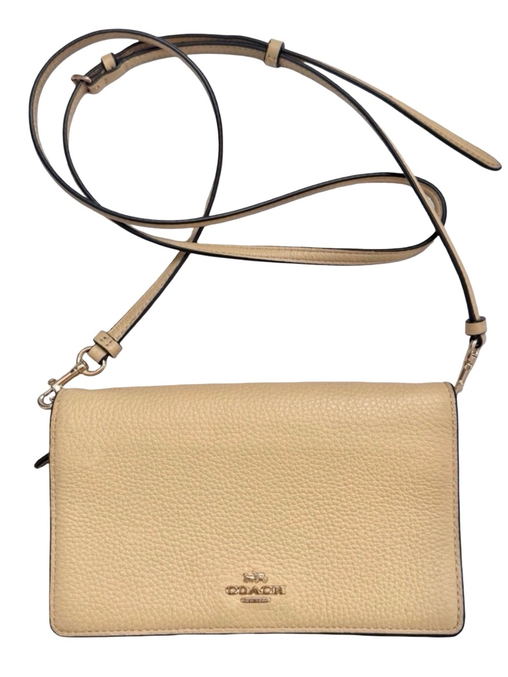 Coach Anna Fold over Pebbled Leather Crossbody Bag